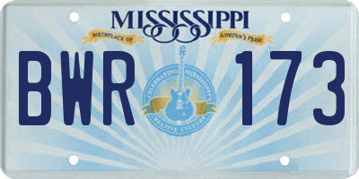 MS license plate BWR173