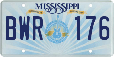MS license plate BWR176