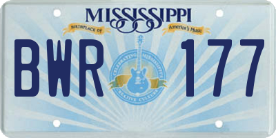 MS license plate BWR177