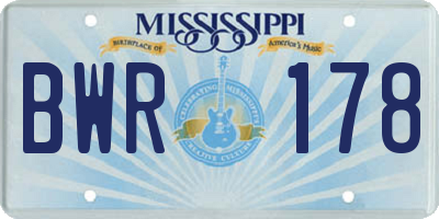 MS license plate BWR178