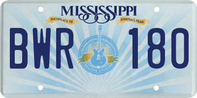 MS license plate BWR180