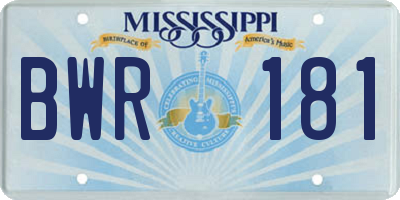 MS license plate BWR181