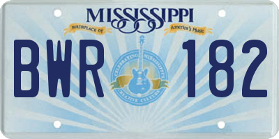 MS license plate BWR182