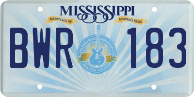 MS license plate BWR183