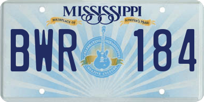 MS license plate BWR184