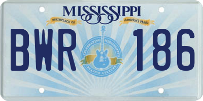 MS license plate BWR186