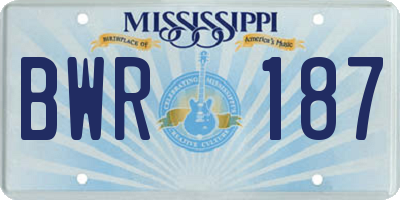MS license plate BWR187