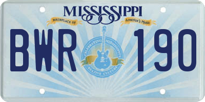MS license plate BWR190