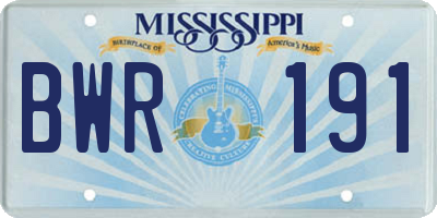MS license plate BWR191