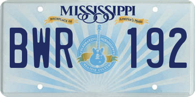 MS license plate BWR192