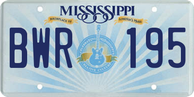 MS license plate BWR195