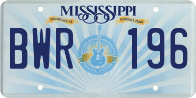 MS license plate BWR196