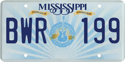 MS license plate BWR199