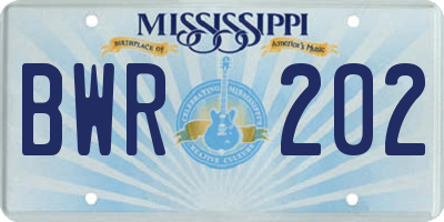 MS license plate BWR202