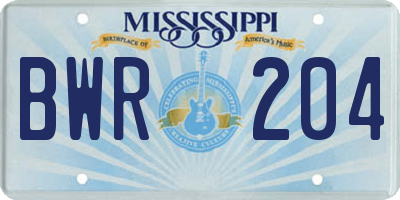 MS license plate BWR204
