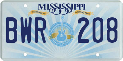 MS license plate BWR208