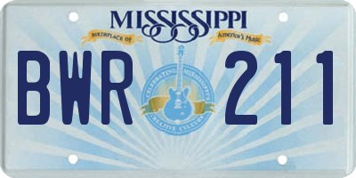 MS license plate BWR211