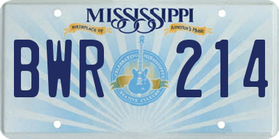MS license plate BWR214