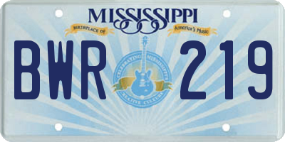 MS license plate BWR219