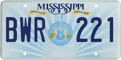 MS license plate BWR221