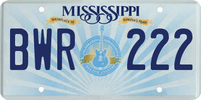 MS license plate BWR222