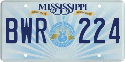 MS license plate BWR224