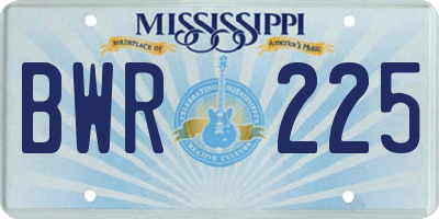 MS license plate BWR225