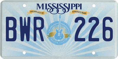MS license plate BWR226