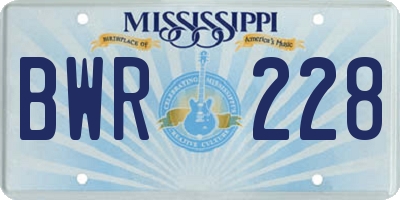 MS license plate BWR228