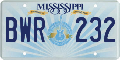 MS license plate BWR232