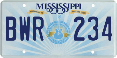 MS license plate BWR234