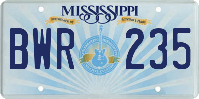 MS license plate BWR235