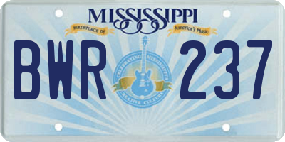 MS license plate BWR237