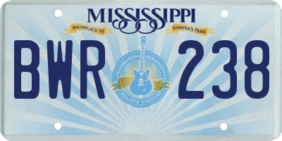 MS license plate BWR238