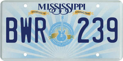 MS license plate BWR239