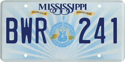 MS license plate BWR241