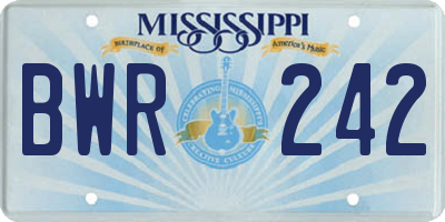 MS license plate BWR242