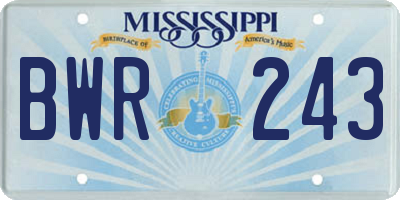 MS license plate BWR243