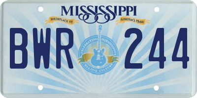 MS license plate BWR244