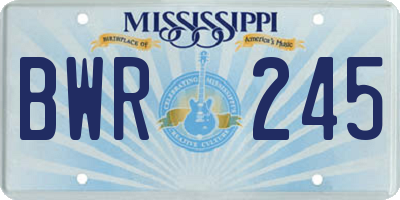 MS license plate BWR245