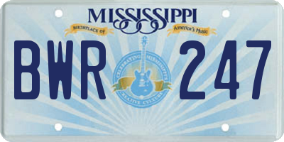 MS license plate BWR247