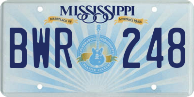 MS license plate BWR248
