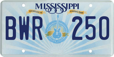 MS license plate BWR250