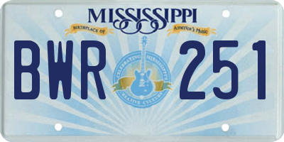 MS license plate BWR251