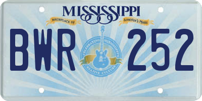 MS license plate BWR252