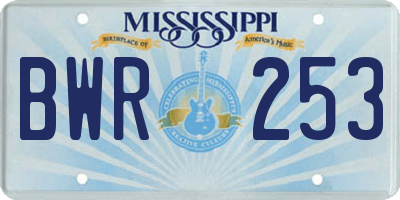 MS license plate BWR253