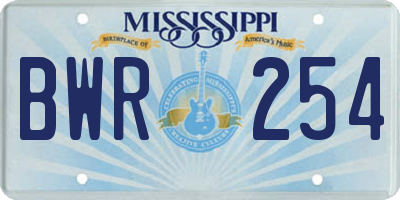 MS license plate BWR254