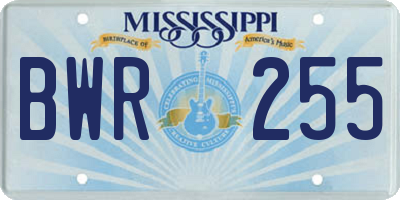 MS license plate BWR255