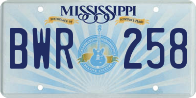 MS license plate BWR258