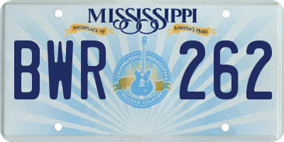 MS license plate BWR262